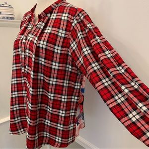 Tolani Flannel Metallic Floral Abstract Print shirt 1X